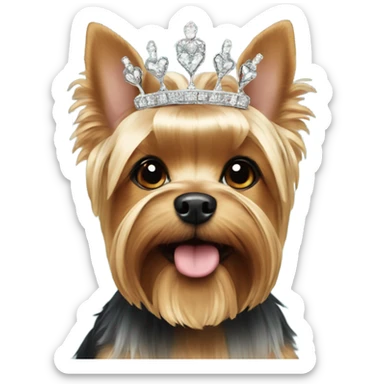 yorkshire terrier wearing a tiara sticker