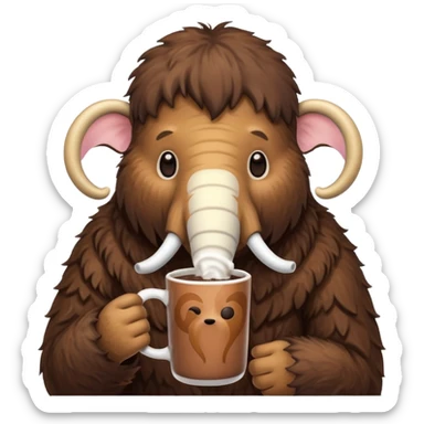 A mammoth who drinks a hot chocolate sticker