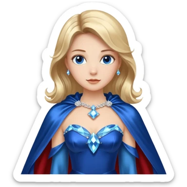 A blue satin dress with crystal bodice and flowing cape.




























 sticker