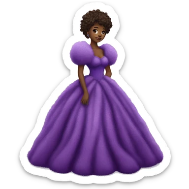 Gorgeous purple fluffy gown with post sleeves sticker