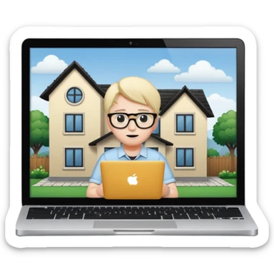 3rd emoji, but I want a blob to be inside thethat house, working in mac laptop, which is seen from window sticker