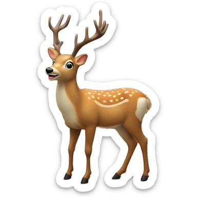 Deer in quaint Christmas village sticker