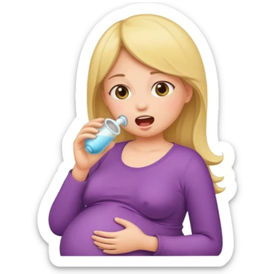 Pregnant women swallowing girl sticker