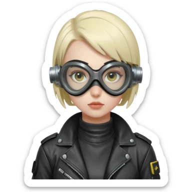cyberpunk gasmask girl programmer buzzcut hair sticker