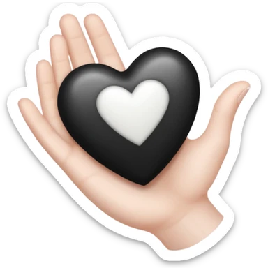  black and white heart on hand sticker