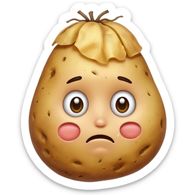 Potato that is confused with hand scratching his head sticker