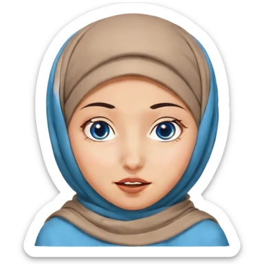 Turkish beautiful finish Konya girl blue eyes with hijab and islamic dress she’s Face with Grimacing sticker
