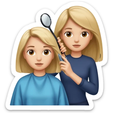 A girl that is getting her hair cut sticker