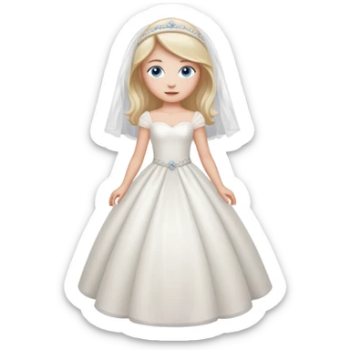 Chica blanca, ojos azules, vestida novia, cuerpo entero sticker