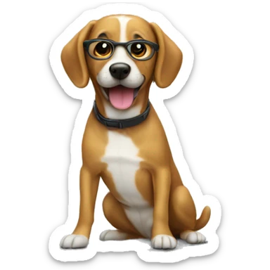 Dog using a laptop hacking signs in the air  sticker