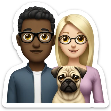 boy in glasses with blonde girlfriend and pug sticker