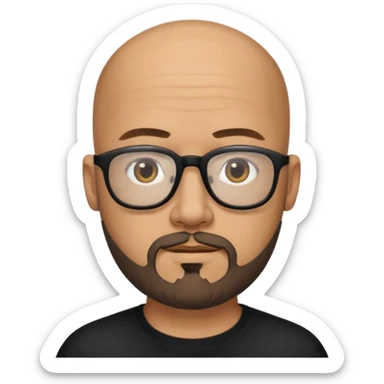 Bald male, black glasses, goatee beard, realistic portrait sticker