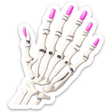 Skeleton hand 5 fingers with pink polish nails minimalistic  sticker