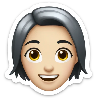 Women with short black hair and pale skin who is showing her gums while laughing  sticker