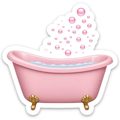 light pink bathtub filled with light pink water and bubbles sticker