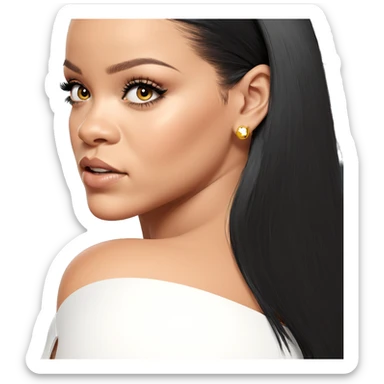 black haired girl portrait sticker