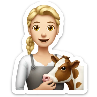 woman milking cow sticker