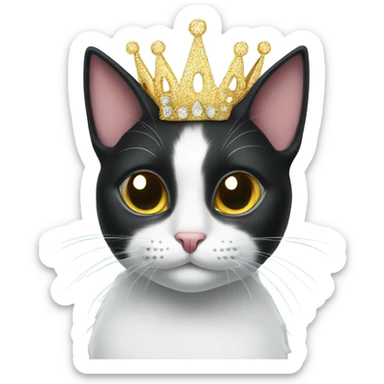 Black cat with tiara sticker