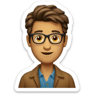 Belle homme brun avec lunettes  sticker