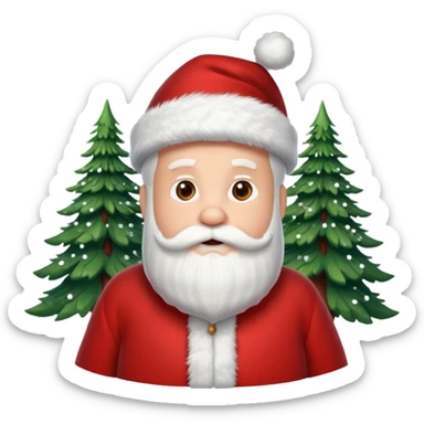 Santa Claus and a Christmas tree, with snowflakes in the background sticker