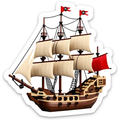 Pirate Ship (Toy) - Lego Pirate Ship (Model Year: 2021) (Iconic colour: Brown with red sails) sticker