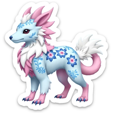 Floral Absol-Amaura-Sergal-fusion-hybrid-Fakemon-animal-creature  sticker