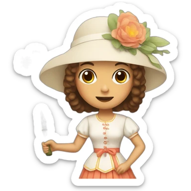 Kawaii historical spanish woman with tennis racket sticker
