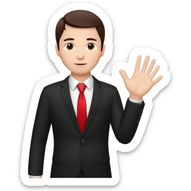 The businessman extends his hand to the side, as if he is about to take something. sticker