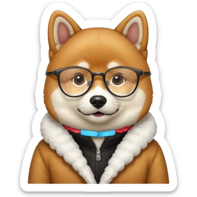 shiba inu with glasses sticker