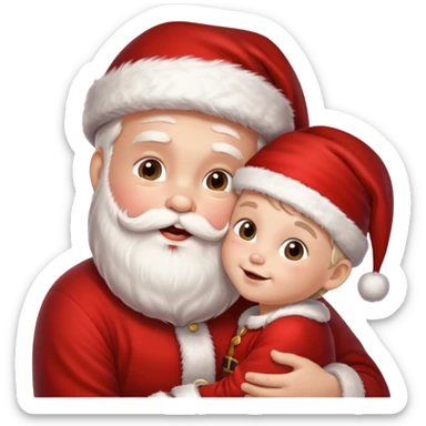 Santa Claus kissing kid sticker