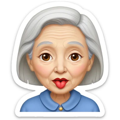 old woma a kiss sticker