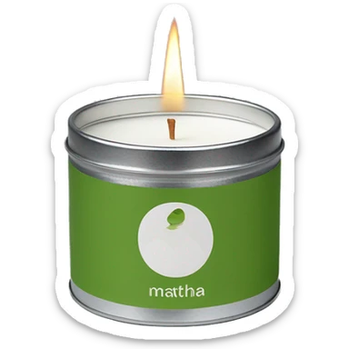 matcha scented candle in silver tin with minimalistic label hyperrealistic sticker