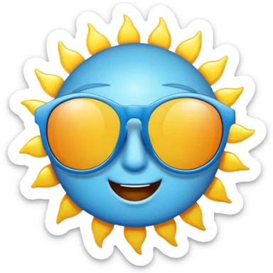 Blue sunglasses and sun sticker