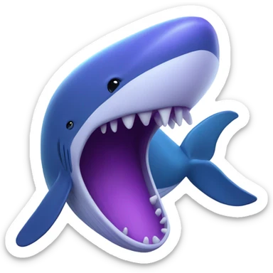 Blue whale purple, open mouth sticker