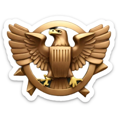 Bronze military badge with stars and an eagle sticker