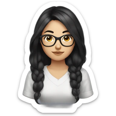 Gamer girl, with black hair and glasses sticker