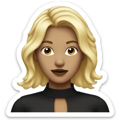 Blond female with medium length hair a black choker sticker