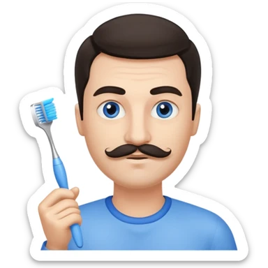 oval face with fair skin. His eyes were blue, and his eyebrows were dark and somewhat bushy. Above his upper lip he wore a small brush-like moustache, known as a "toothbrush moustache." His hair was dark and sticker