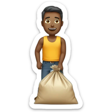 man with overloaded bag with money sticker