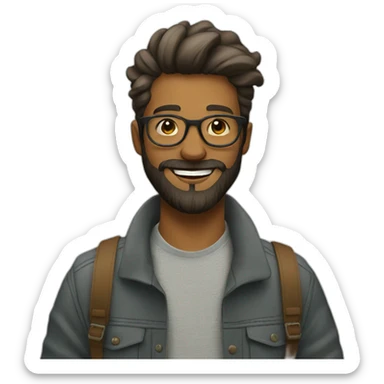 happy urban hipster with beard sticker