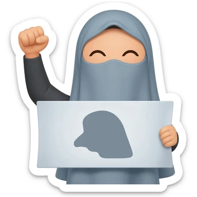Okay I just want to you to create me an emoji of protesting against the avoidation of niqab sticker