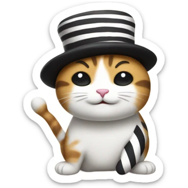 bread cat with mime hat sticker