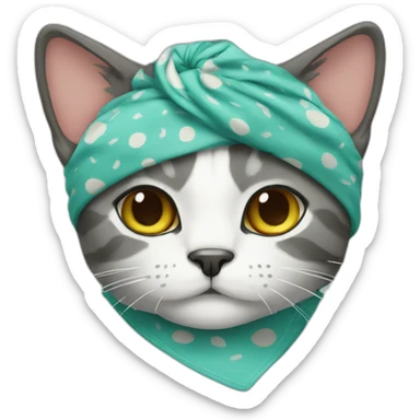 a cat with a mustache wearing a bandana sticker