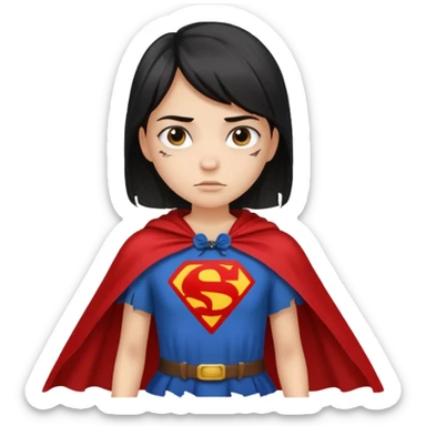 generate me a fearless girl with a cape and "make it look like she torn a shirt with the word "Discrimination" sticker