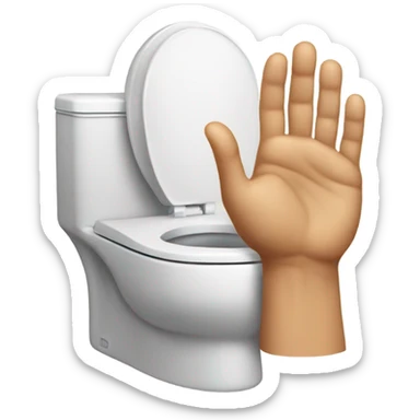 a skibidi toilet raising a human hand sticker