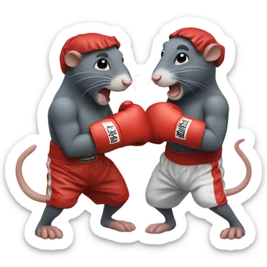 2 rats boxing sticker
