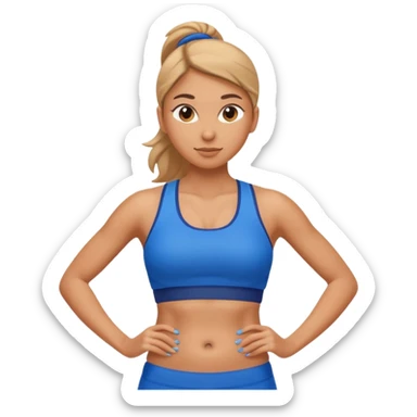 sporty woman cartoon emoji style belly abs blue cloths sticker
