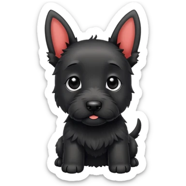 A cute small scotish terroir puppy that has beady black eyes, a non cropped tail and black fur.  sticker
