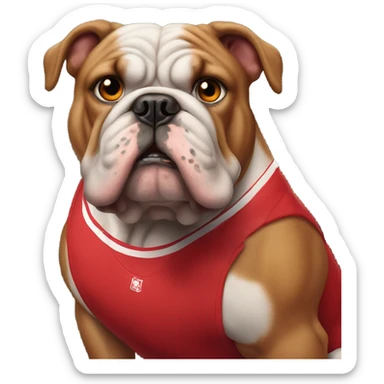 Muscular Bulldog In red Basketball Jersey sticker