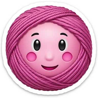 ball of yarn, pink sticker
